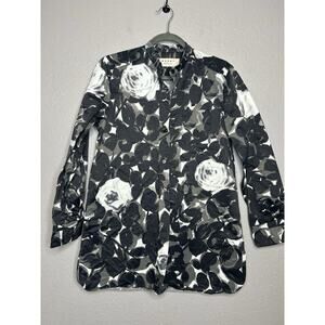 Marni Long Sleeve Shadow Floral Black White Button Up Made In Italy Size 42 US 6